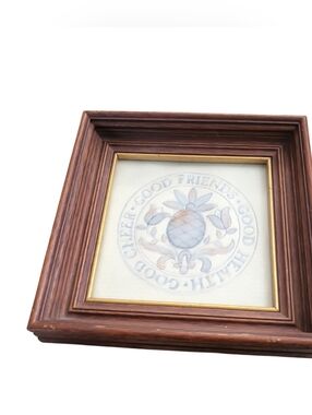 Vintage Tom Kilpatrick Wooden Framed Hospitality Pineapple Watercolor Wall Art